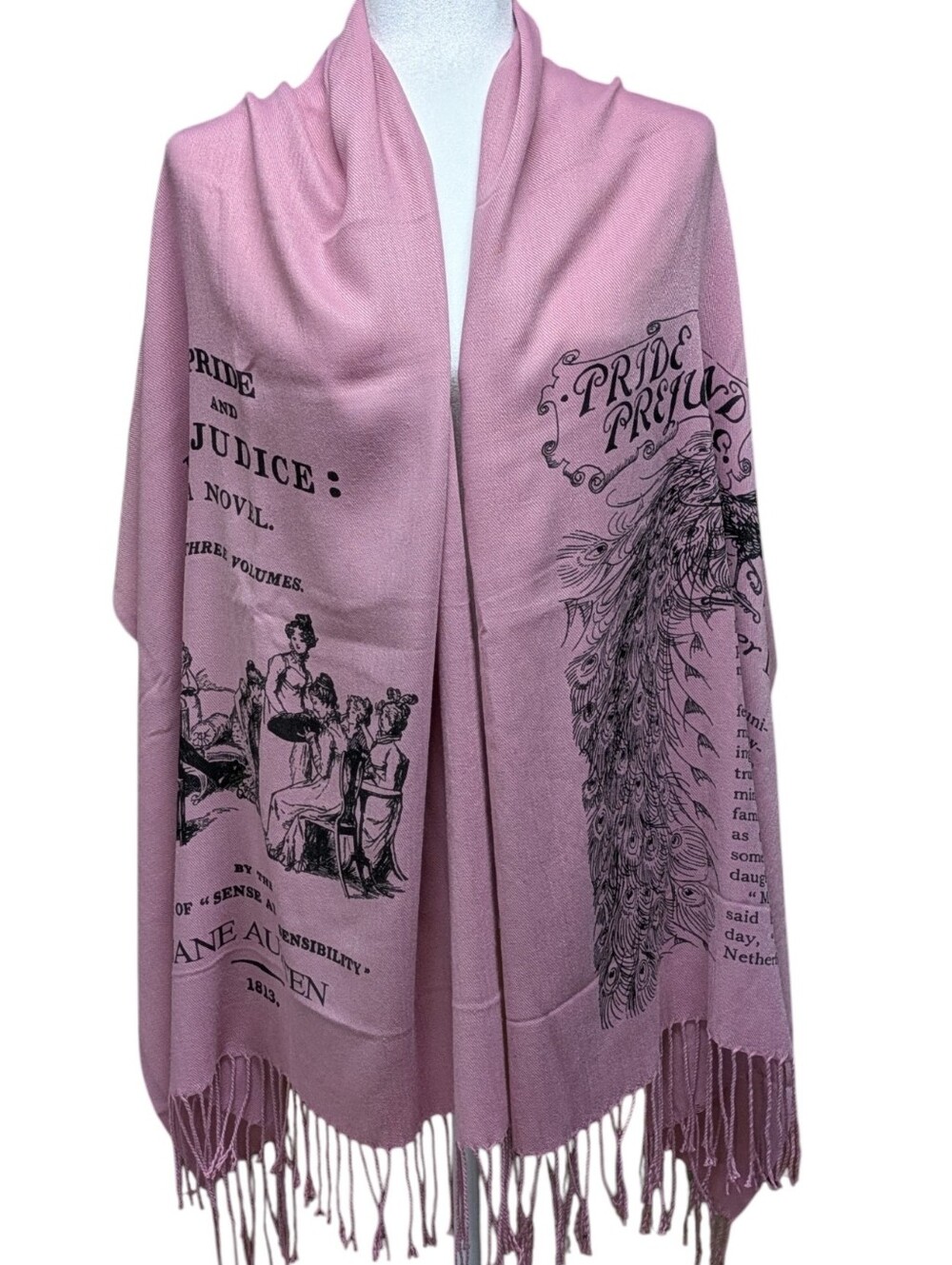 Jane Austen Pride and Prejudice Wrap Shawl Scarf Pink